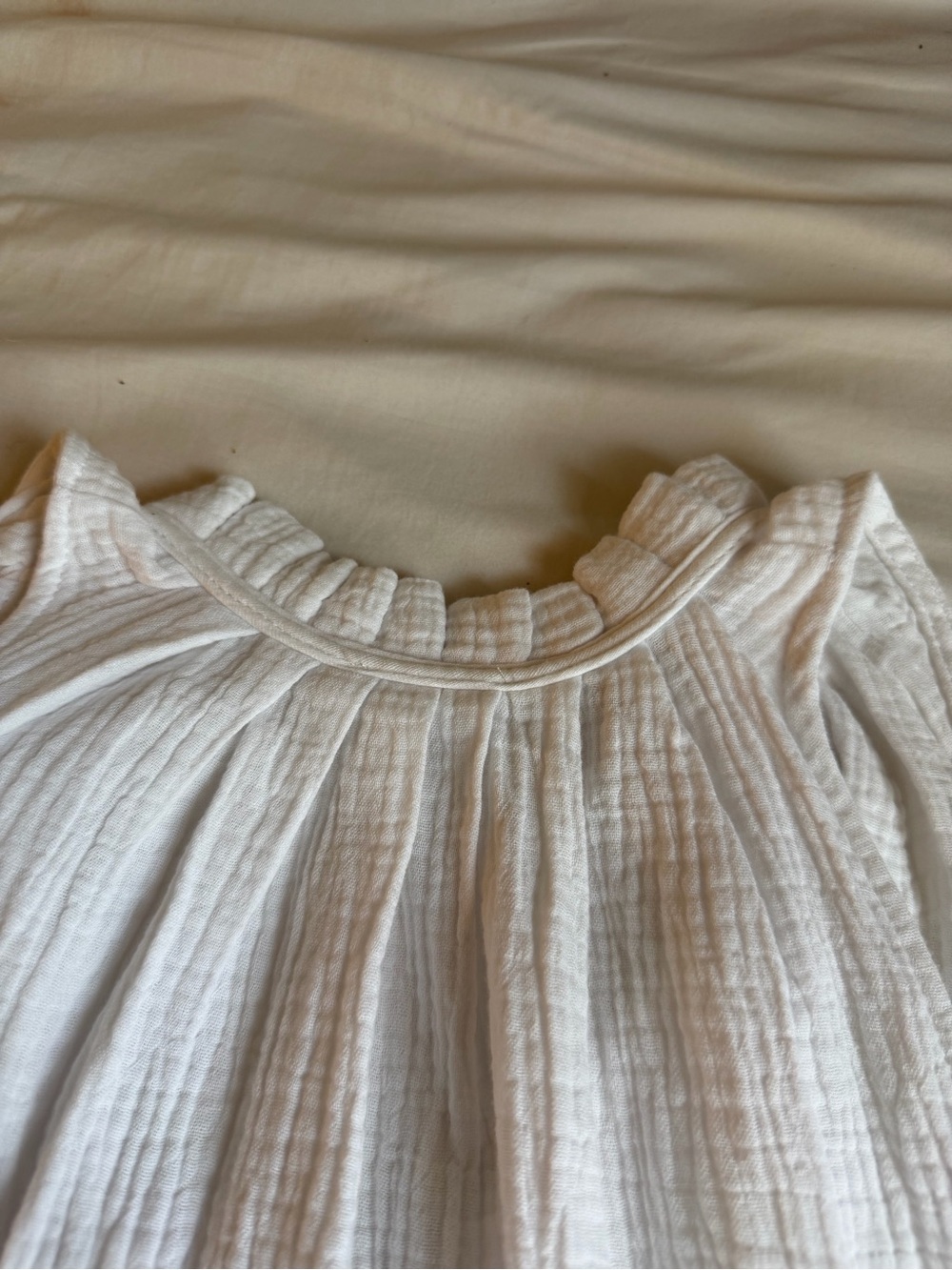 Joie white gauze cotton ruffle collar tie neck lagenlook coastal tunic tank top - Picture 9 of 9